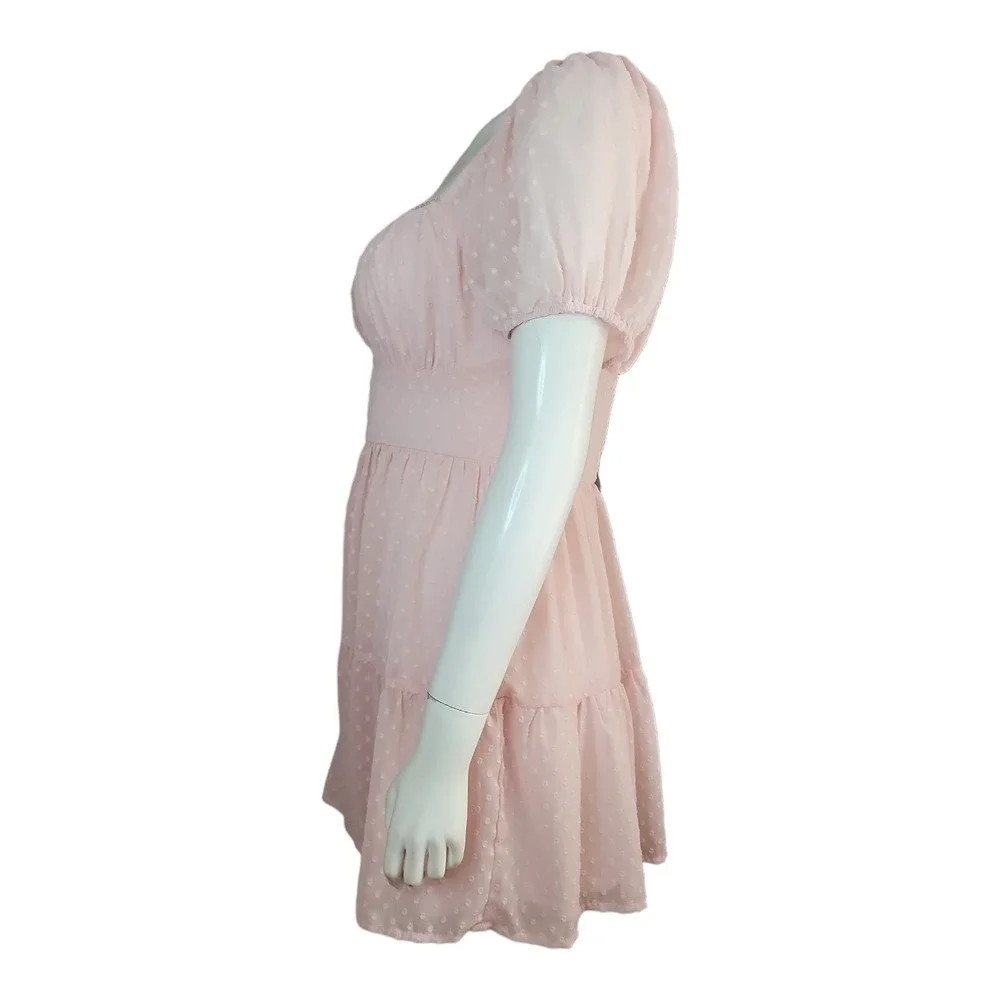 Windsor Dress Womens Size S Small Pink‎ Dotted Babydoll Boho Coquette Milkmaid